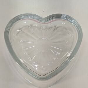 Vintage Clear Glass Heart Shaped Baking Dish 10" Heavy Unbranded